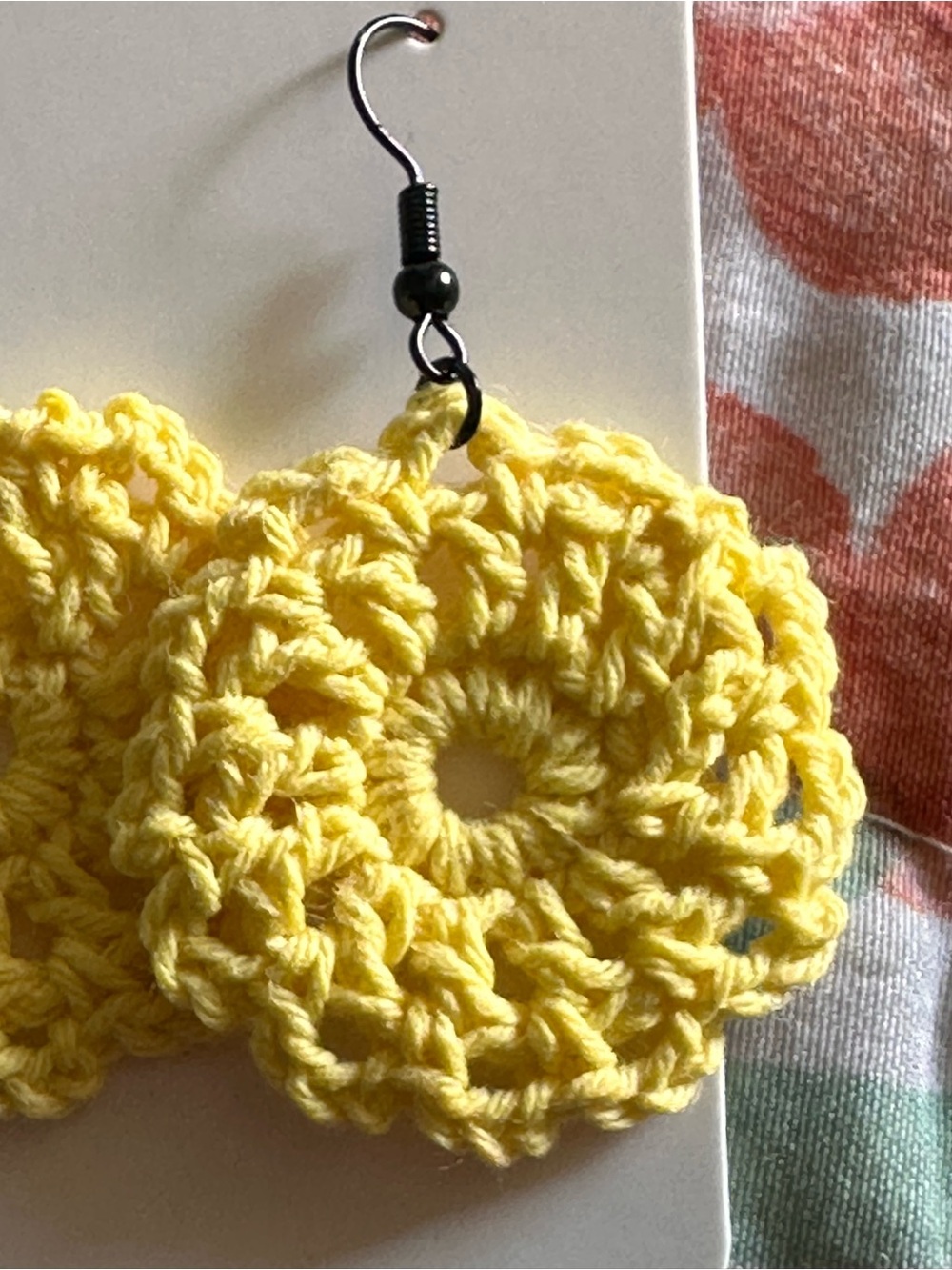 Handmade Yellow Crochet Flower Earrings - Kids Accessories - Picture 4 of 4